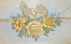 Mourning Doves woodburned art